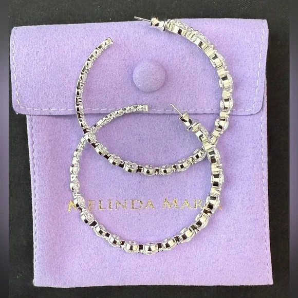 She's an Icon Hoops 2" Silver|White Diamondettes by Melinda Maria - Picture 7 of 15